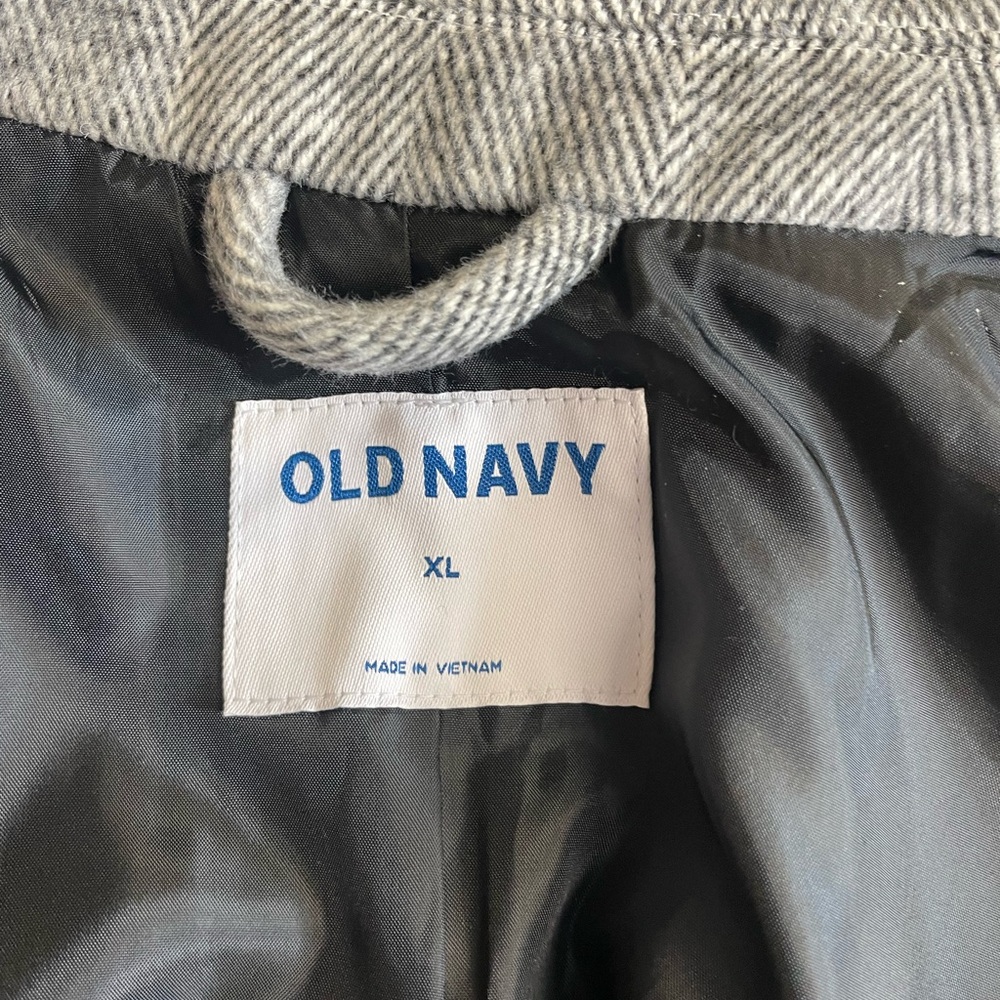 Old Navy black & white Herringbone midi coat XL - Picture 7 of 12